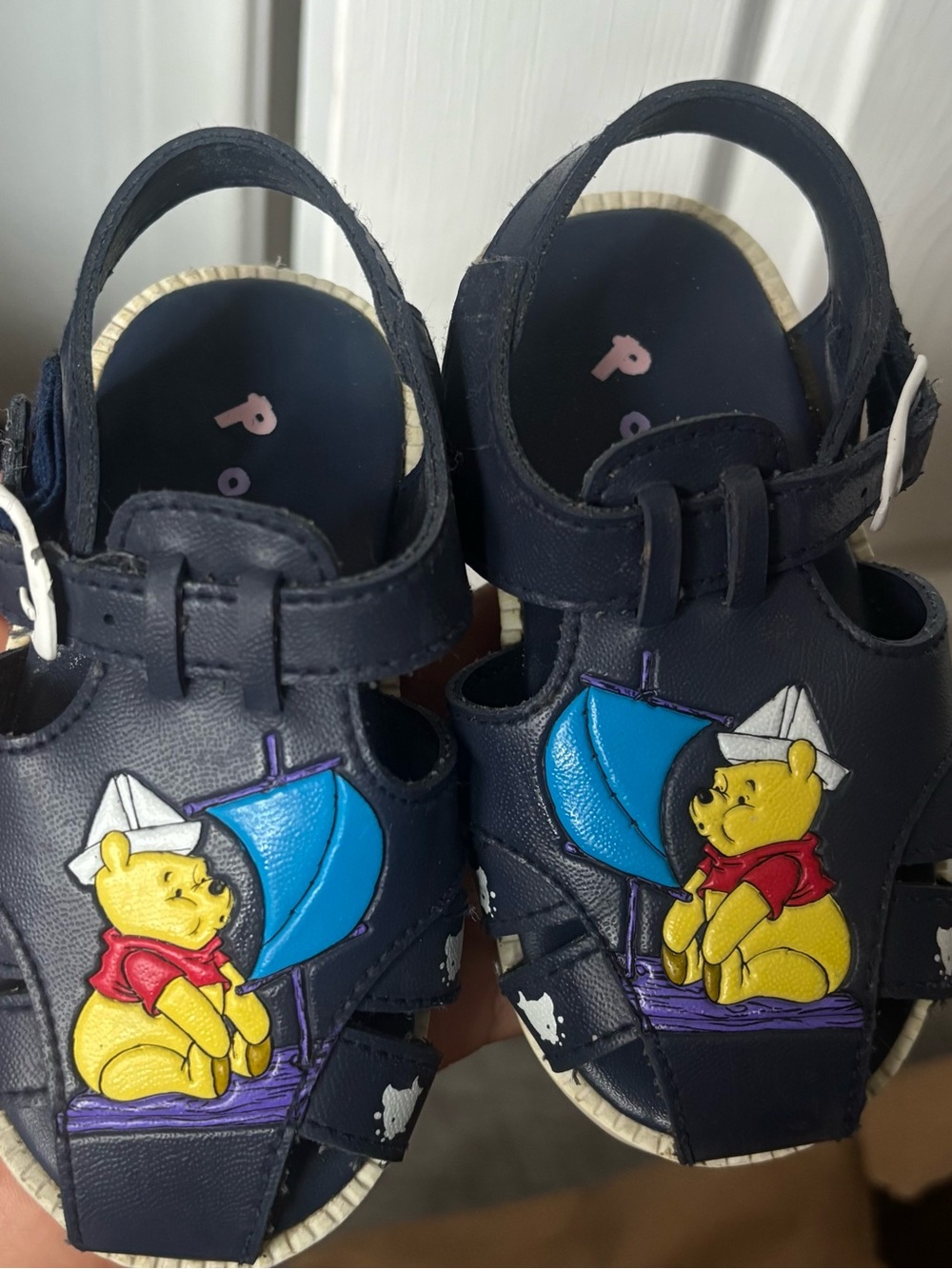 Kids Navy Pooh Sailboat Sandals